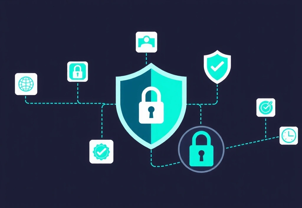 Data security illustration showing encrypted data protection
